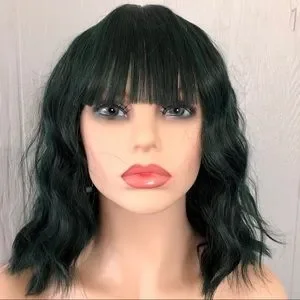 Human hair blend pastel green wig 28 Inches - Drawstring Ponytail Extension LIGHT MINT GREEN  main image 4